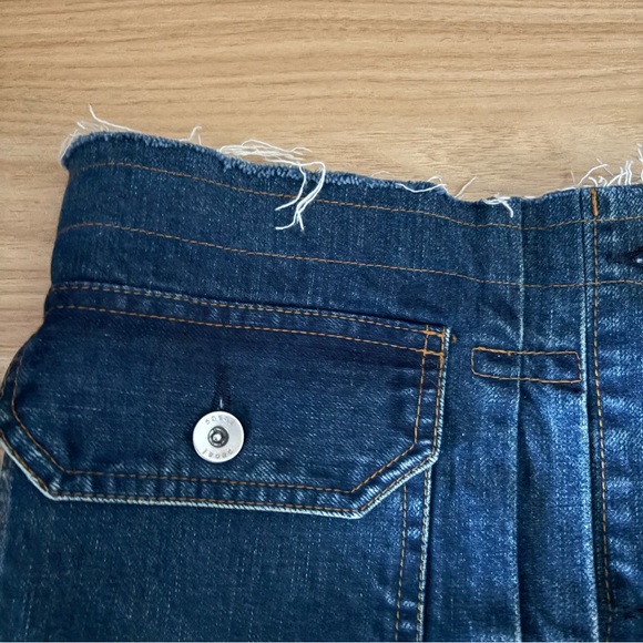 SACAI DENIM SHORTS sz 2 S-M Blue Jeans High Waist Skort Raw Hem - Picture 15 of 15